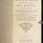 1777 LOUIS XIV Memoirs of Cardinal Retz Catholic Church French Wars Politics 4v