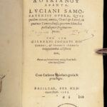 1563 GREEK Works of Lucian of Samosata Satire Erasmus 3v Holy League Provenance