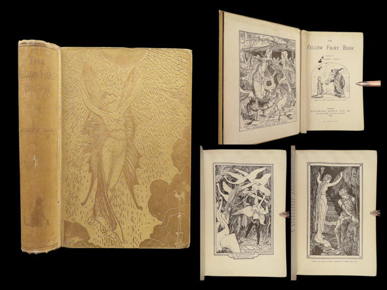 Image of 1894 BEAUTIFUL 1ed Yellow Fairy Book Lang Thumbelina Emperors Clothes Andersen