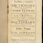 1688 ENORMOUS Italian English Dictionary John Florio Renaissance Humanism FOLIO