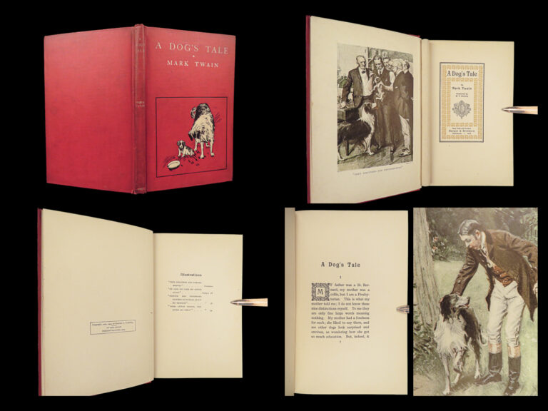 Image of 1904 Mark Twain 1ed A Dog’s Tale Humor Puppies St Bernard Collie Illustrated