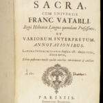 1729 Bibla Sacra Vulgate BIBLE Latin Vatable Estienne Pagnino 2v HUGE FOLIOS