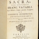 1729 Bibla Sacra Vulgate BIBLE Latin Vatable Estienne Pagnino 2v HUGE FOLIOS