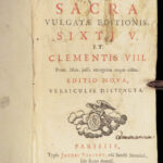 1741 Holy BIBLE Vulgate Biblia Sacra Catholic Church Pope Clement VIII RARE