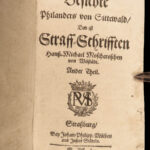 1650 German BAROQUE SATIRE Philanders Sittewald Moscherosch 30 Years War Quevedo