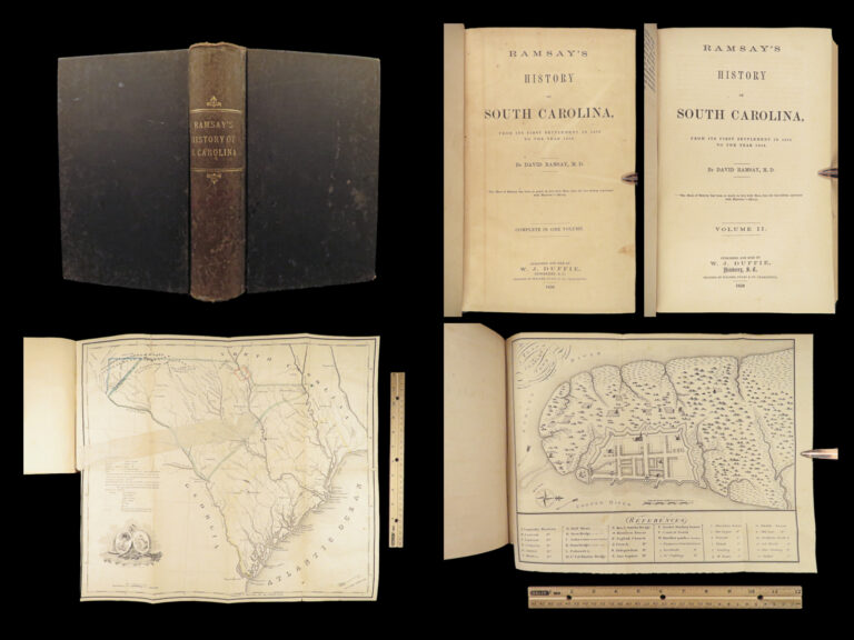 Image of 1858 South Carolina Revolutionary War Cherokee INDIANS Charlestown Ramsay MAP